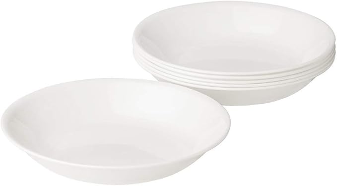 Corelle Vitrelle 6-Piece Bowl Set, Triple Layer Glass and Chip Resistant, 20-Oz Lightweight Round Bowls, Winter Frost White