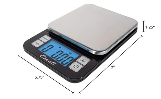 Escali Nutro Digital Food Scale, Multi-Functional Kitchen Appliance, Precise Weight Measuring and Portion Control, Baking and Cooking Made Simple, Stainless Steel Platform, Black, 1 Unit
