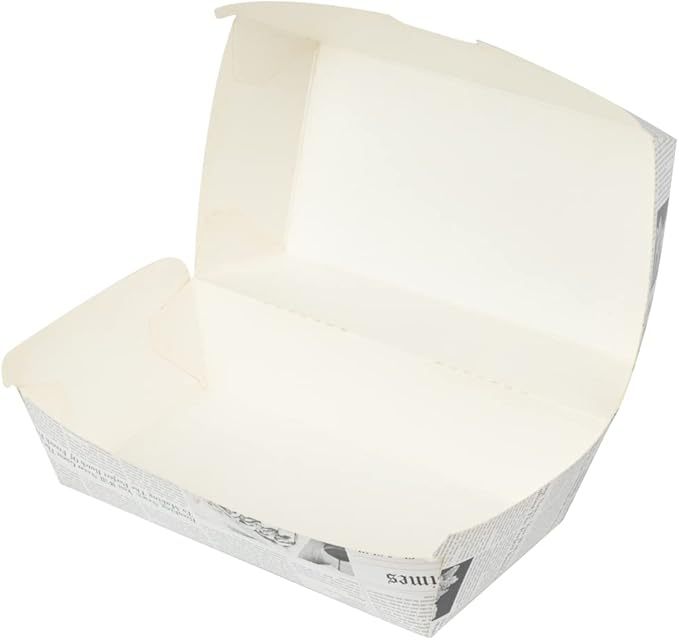 Restaurantware Bio Tek 6.7 x 3.5 x 3.5 Inch Clamshell Food Containers 100 Disposable Sandwich Containers - Hinged Lid Tab-Lock Closure Newsprint Paper Hot Dog Containers Recyclable Greaseproof