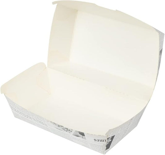 Restaurantware Bio Tek 6.7 x 3.5 x 3.5 Inch Clamshell Food Containers 100 Disposable Sandwich Containers - Hinged Lid Tab-Lock Closure Newsprint Paper Hot Dog Containers Recyclable Greaseproof