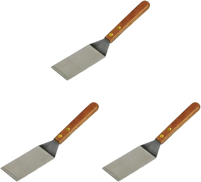 Chef Craft Select Stainless Steel Solid Wooden Handled Cookie Spatula, 8 inches in Length, Natural (Pack of 3)