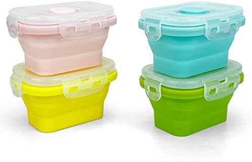 CCyanzi Small Silicone Food Containers with Lids, Collapsible Food Storage Containers Set | Leakproof | Microwaveable | Store Food in Freezer | 150ml, Set of 4