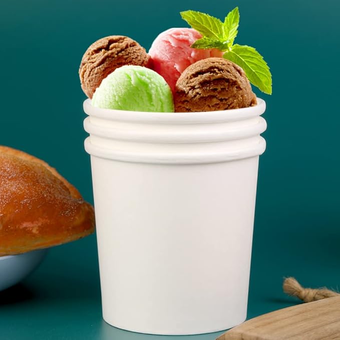 16 oz 50Pcs Paper Soup Containers with Lids, Disposable Soup Cups, Ice Cream Containers, White Disposable Soup Bowls White for Hot or Cold Soup