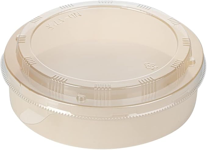 Restaurantware LIDS ONLY: Taipei 6 Inch Round Large Lids, 100 Plastic Lids For 33 oz Round Wooden Containers - Containers Sold Separately, Clear Plastic To Go Box Lids