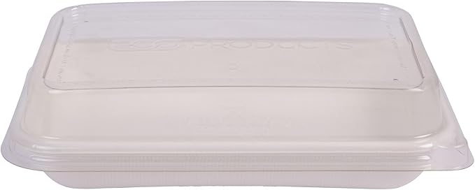 ECO PRODUCTS Compostable 24oz To Go Containers, Case of 400, 8.4"x5.5"x1.5" Rectangle Box, Disposable Renewable White Molded Fiber, No-Added PFAS, Tree-Free, Lid Available, BPI-Certified