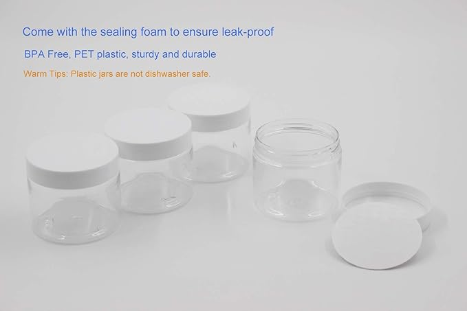 28 Pack 5 oz (150 ml) Plastic Slime Containers with White Lids, Wide-Mouth Storage Jars for Slime, Body Butter, Cosmetics, Scrub