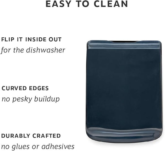 W&P Porter Silicone Reusable Storage Bag, Sandwich (46oz Flat), Charcoal, Food Storage Container, Microwave and Dishwasher Safe, Easy Cleaning