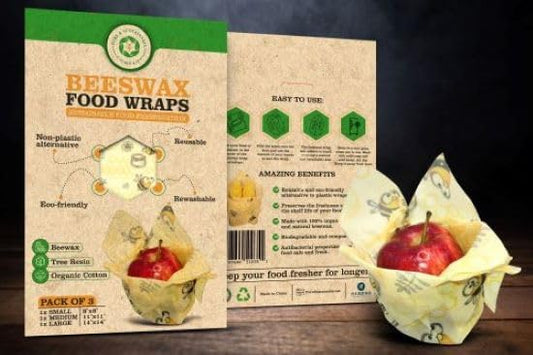 PURE & SUSTAINABLE COMPANY Beeswax Food Wraps – 3-Pack Reusable Organic Cotton Wraps – Eco-Friendly, Plastic-Free, Washable Food Storage (8x8, 11x11, 14x14) – Cute Bee Pattern