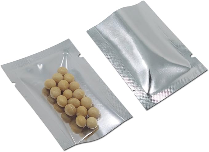 PABCK 500 Pack 2.75x3.9 inch (Inside Size 2.3x3.5 inch) Clear Front Mylar Heat Seal Pouch Foil Bulk Food Storage Kitchen Packaging Vacuum Wrapping