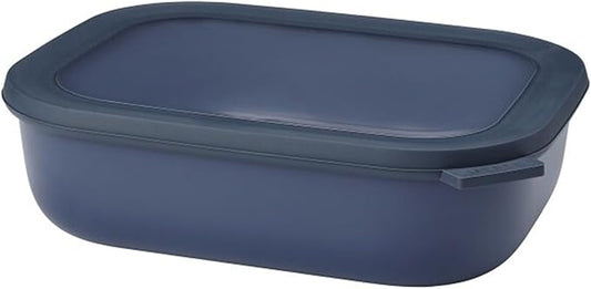 Mepal Cirqula 2000ml / 68oz Circular Rectangular Multi Food Storage & Serving Container with Transparent Lids | Perfect for Food Prep | Microwave & Dishwasher Safe | Nordic Denim | Made in Holland