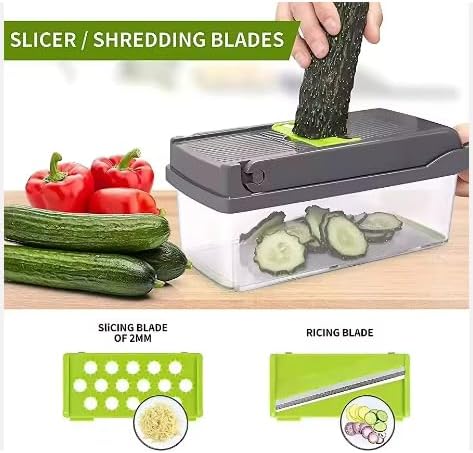 16-in-1 Vegetable Chopper with Container, Cheese Grater, Onion Dicers, Mandoline Slicer for Kitchen, Home Essentials & Kitchen Gadgets