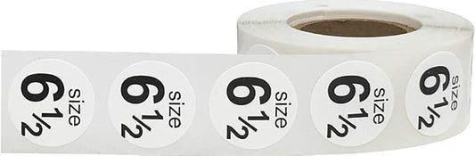 Shoe Size 6 1/2 White Stickers - 3/4 Inch Round, 500 Semi-Gloss Adhesive Labels Per Roll for Retail, Footwear Inventory, and Organization - Made in The USA
