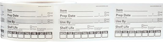 Dissolvable Day of The Week Use by Shelf Life Labels, 2 x 3 Inch 500 Adhesive Stickers for Organization, Food Rotation, Meal Prep Stickers Dissolve in Water