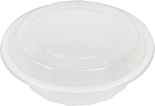 Restaurantware Asporto 16 Ounce To Go Boxes 100 Microwavable Take Out Food Containers - Clear Plastic Lids Included Do Not Contain BPA White Plastic Catering Food Containers Disposable Round