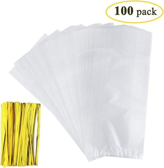 100 Count Belinlen Bread Loaf Bags With Free Twist Ties (100 Pack)