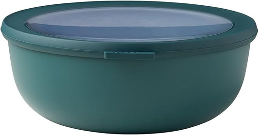 Mepal Cirqula 76oz/2,250ml Multi Food Storage & Shallow Serving Bowl with Transparent Lids | Perfect for Food Prep | Microwave & Dishwasher Safe | Nordic Pine | Made in Holland