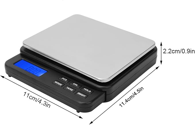 Digital Scale with 0.01 Gram Accuracy, Compact Kitchen Scale, 1000/0.01 Mini Gram Weight Scale, Blue Backlit Display, Automatic Shutdown Protection(black)