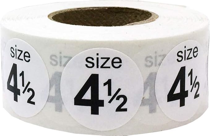 Shoe Size 4 1/2 White Stickers - 3/4 Inch Round, 500 Semi-Gloss Adhesive Labels Per Roll for Retail, Footwear Inventory, and Organization - Made in The USA