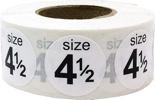 Shoe Size 4 1/2 White Stickers - 3/4 Inch Round, 500 Semi-Gloss Adhesive Labels Per Roll for Retail, Footwear Inventory, and Organization - Made in The USA