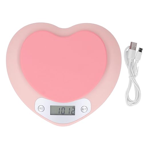 Digital Kitchen Scale 1g Accuracy 5kg Heart Shape Rechargeable Food Scale for Cooking Baking
