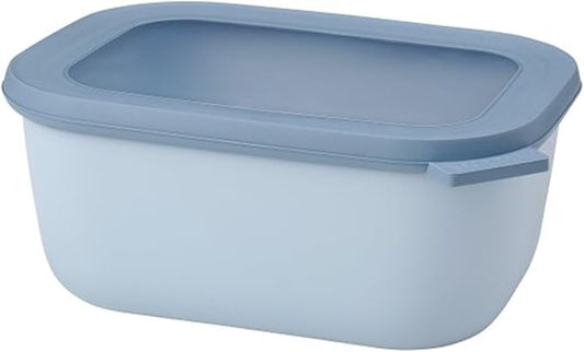 Mepal Cirqula 50.7oz/1,500ml Circular Rectangular Multi Food Storage & Serving Container with Transparent Lids | Perfect for Food Prep | Microwave & Dishwasher Safe | Nordic Blue | Made in Holland