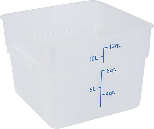 Restaurantware - Met Lux 12 Quart Food Storage Container, 1 Translucent Storage Container - Lids Sold Separately, Blue Volume Markers, Dishwashable Container, Side Handles, For Storing Foods