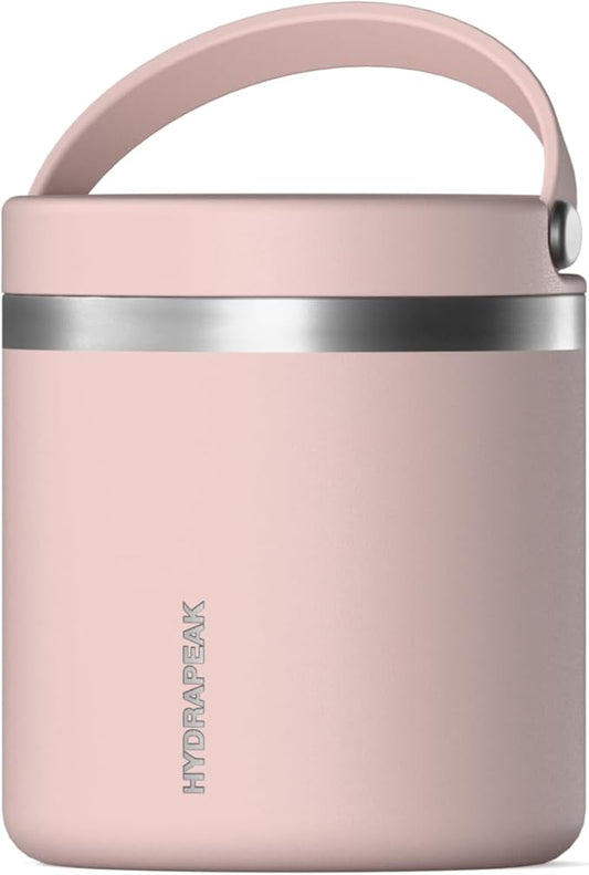 Hydrapeak 25oz Stainless Steel Vacuum Insulated Thermos Food Jar | Thermos for Hot Food and Cold Food, Wide Mouth Leak-Proof Soup Thermos for Adults, 10 Hours Hot and 16 Hours Cold (Blossom Pink)