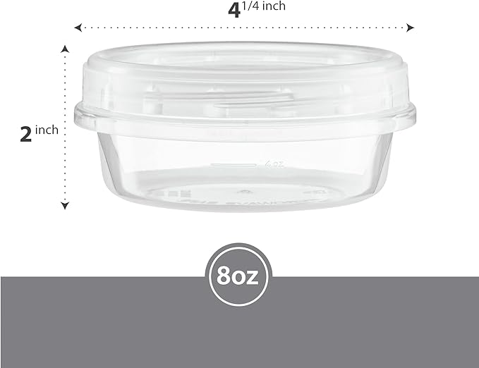 (8 Ounce 20 Pack) Clear Twist cap Containers with Screw on Lids Twist Top Food Storage Freezer Containers