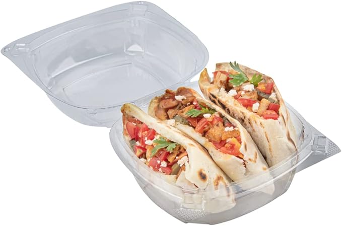 Restaurantware Thermo Tek 18.6 Ounce Clamshell Containers 100 Anti-Fog To Go Food Containers - Freezable Rectangle Clear Plastic Food Packaging Containers Disposable