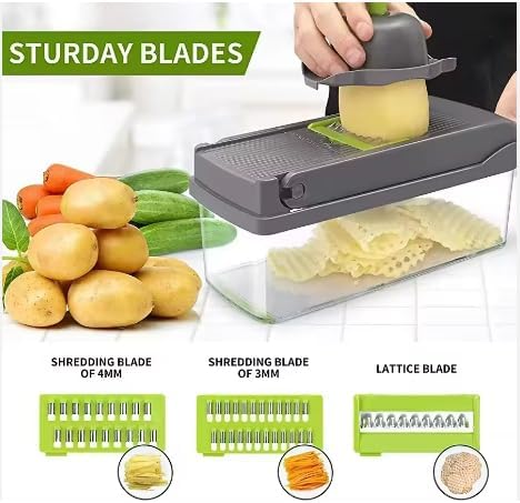 16-in-1 Vegetable Chopper with Container, Cheese Grater, Onion Dicers, Mandoline Slicer for Kitchen, Home Essentials & Kitchen Gadgets