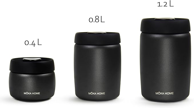 Stainless Steel Vacuum Coffee Canister | Food Storage Container | Airtight Storage Containers | Press Out Excess Air Preserve Food Freshness | 1.2L Coffee Containers Holds 11 oz of Coffee Beans