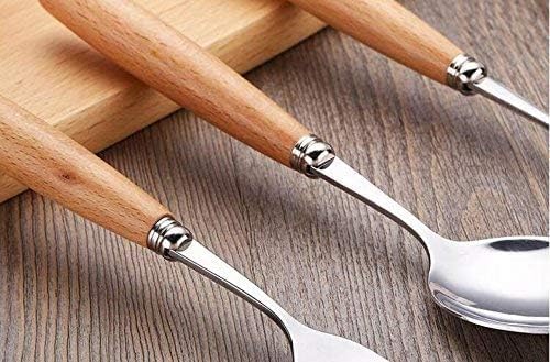 12 Pieces Wood Stainless Steel Cutlery Set Wooden Handle Flatware Set Knife Fork Spoon Service for 4
