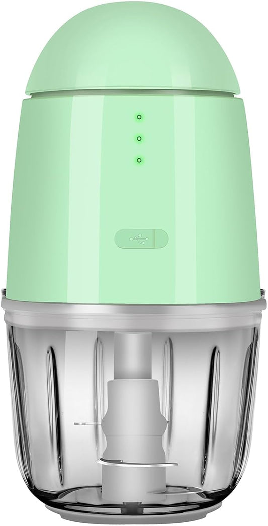 Food Processor - Cordless Mini Food Processor & Portable Small Food Chopper for Vegetables Fruit Salad Onion Garlic,Kitchen, 1.3Cup 10 0z,150 Watts,Glass Container Dishwasher Safe (Green)