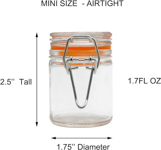 1.7 oz Mini Glass Spice Bottles, 24 Pack Small Glass Jars with Airtight Lid and Leak Proof Rubber Gasket, Empty Spice Containers with Labels for Home and Kitchen