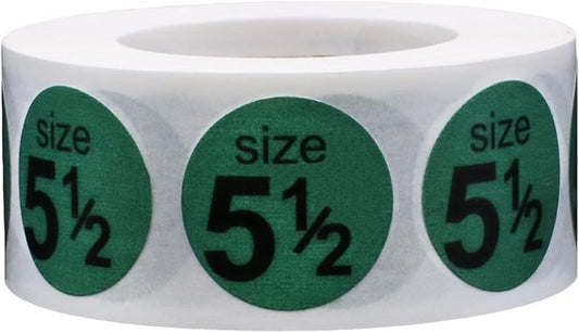 Shoe Size 5 1/2 Green Stickers for Retail Clothing – 3/4 Inch Round, 500 Semi-Gloss Adhesive Labels Per Roll for Footwear Inventory, Organization, and Display – Made in The USA