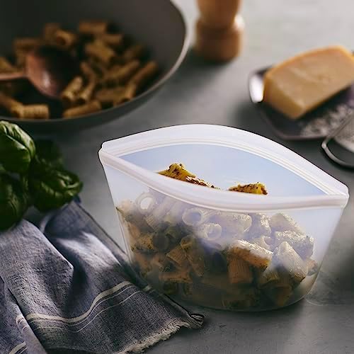 Stasher Premium Silicone Reusable Food Storage Bowl, Clear, Microwave, Sous Vide, Dishwasher, Oven and Freezer Safe, BPA Free, Leak-free, Eco-friendly, 6-Cup Bowl