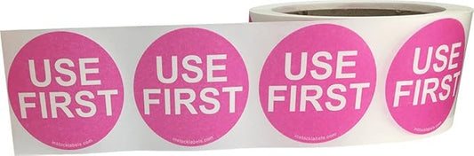 Dissolvable Use First Labels for Food Rotation Shelf Life Prep 2 Inch Round Circle Dots 500 Adhesive Stickers