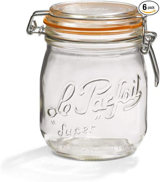 Le Parfait Super Jars (6 Pack, 750ml - 24oz)