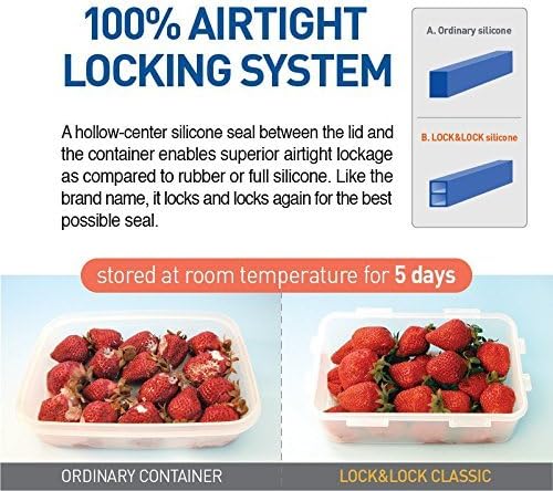 (Pack of 3) LOCK & LOCK Airtight Rectangular Tall Food Storage Container 43.96-oz / 5.49-cup