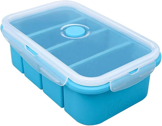 Webake Silicone Freezer Tray with Lid, Food Storage Container, 1 Cup Portion, Ice Cube Tray for Soup Sauce Meal Prep, BPA Free