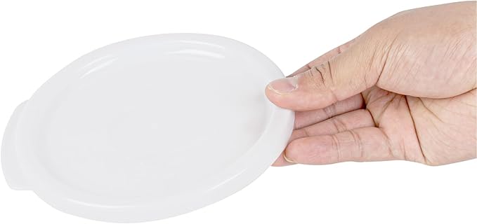 Restaurantware-LID ONLY: Met Lux Food Container Lid, 1 Round Lid For Storage Container - Containers Sold Separately, With Pull-Corner Tab, White Plastic Lid, Dishwashable, Freezable