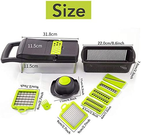 Vegetable Chopper Food Cutters Mandoline Slicer for Kitchen 8 In 1 with Container Household Kitchen Gadgets for Vegetable Fruit with Multi Blade Egg Separator -Cortador de Vegetales Gray