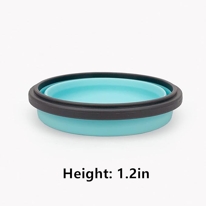 CCyanzi 3piece Round Collapsible Bowl with Lids, Silicone Food Storage Containers, Microwave & Freezer Safe, Space Saving for Kitchen Cabinet and Camping Backpack,(Blue Gray)