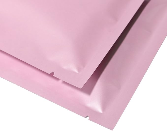 QQ Studio 100 PCS Metallic Mylar Foil Open Top Sealable Bags (9x13cm(3.5x5.1"), 100x Light Pink)