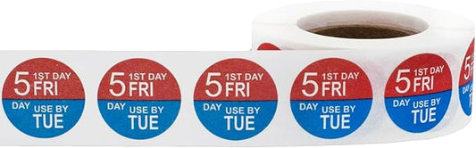 Dissolvable Friday Through Tuesday 5 Day Food Rotation Labels Use by 3/4 Inch 500 Adhesive Stickers