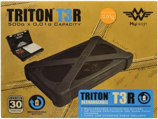 My Weigh Triton T3R 500 Rechargeable Digital Pocket Scale 500g x 0.01g Black