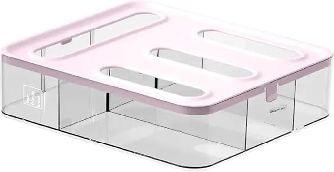 Storage Freezer Bag Organizer, Drawer or Wall Mount Kitchen Storage organizer, 4-Slots, Fits all the most common food bag sizes Gallon, Sandwich, Snack, Quart (Pink)