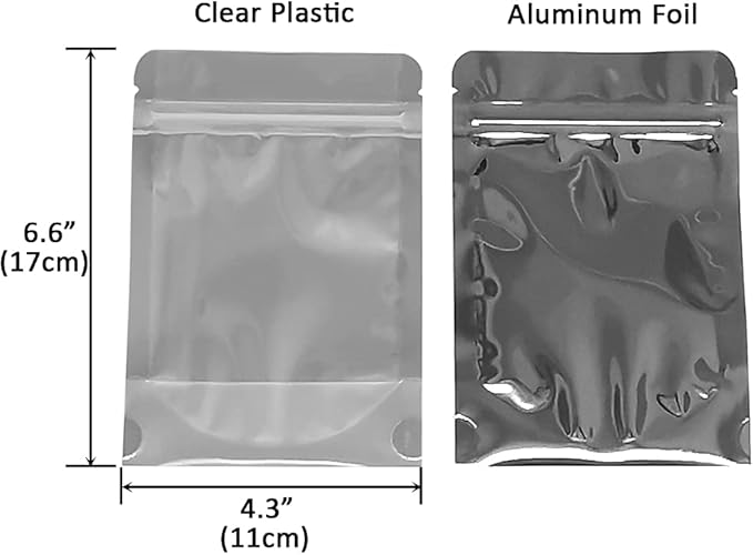 100 PACK 4 x 6 Inch Zipper Mylar Bags Stand Up Mylar Zip Lock Bags Clear Silver Bag Reusable Food Storage Aluminum Foil Pouch Bag for Multipurpose with Gusset Bottom(5.5mil Thickness)