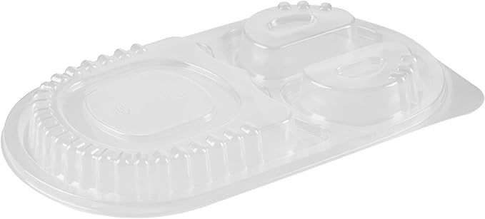 Restaurantware RW Base 19 Ounce Meal Prep Containers, 100 Microwavable To Go Containers With Lids - 3 Compartments, Disposable, Black Plastic Oval Food Containers, For Hot And Cold Food, Freezable