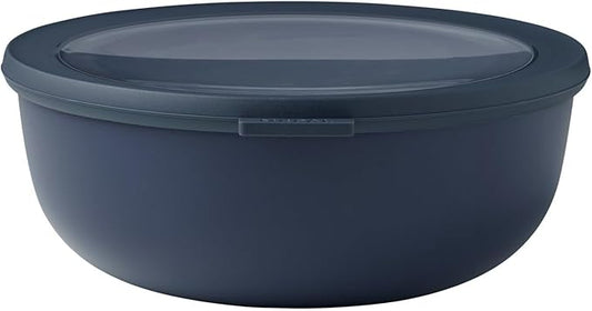 Mepal Cirqula 76oz/2,250ml Multi Food Storage & Shallow Serving Bowl with Transparent Lids | Perfect for Food Prep | Microwave & Dishwasher Safe | Nordic Denim | Made in Holland